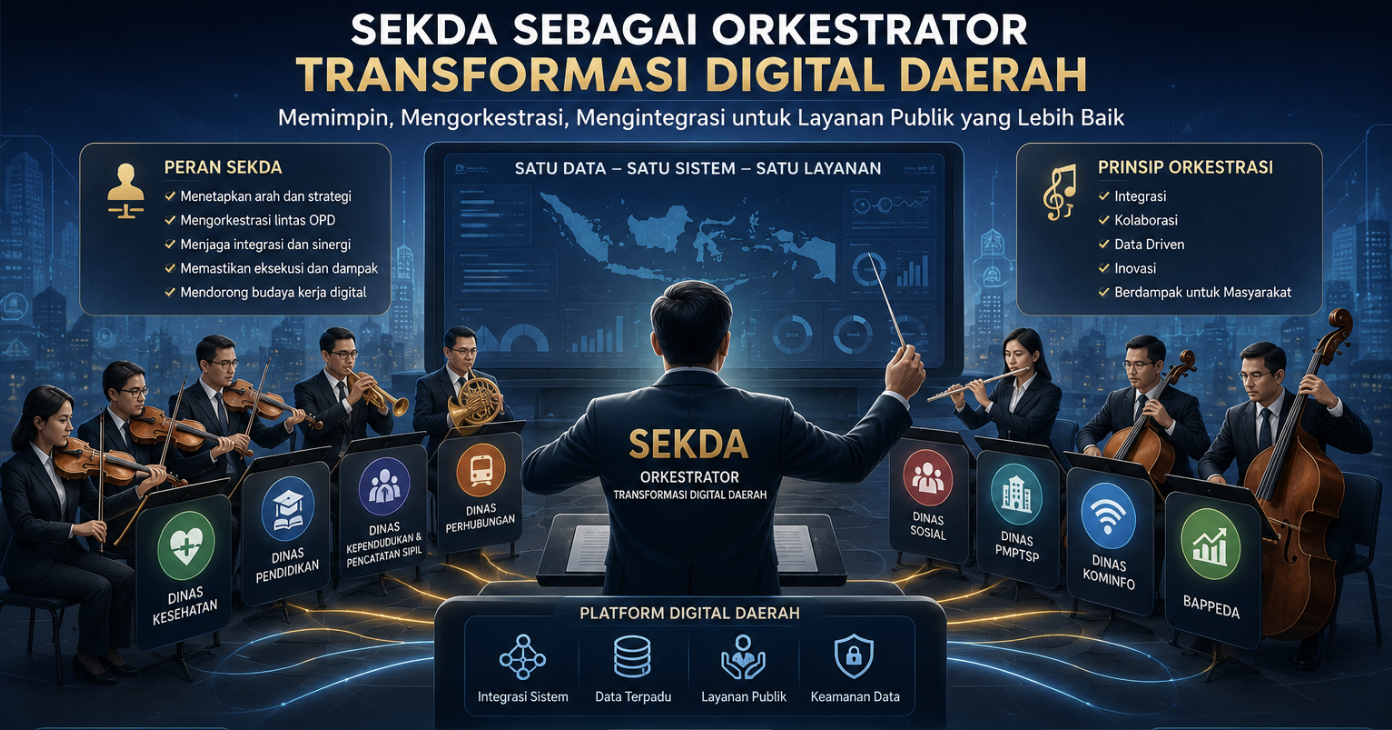 Sekda sebagai Orkestrator Transformasi Digital Daerah — Memimpin, Mengorkestrasi, dan Mengintegrasi untuk Layanan Publik yang Lebih Baik
